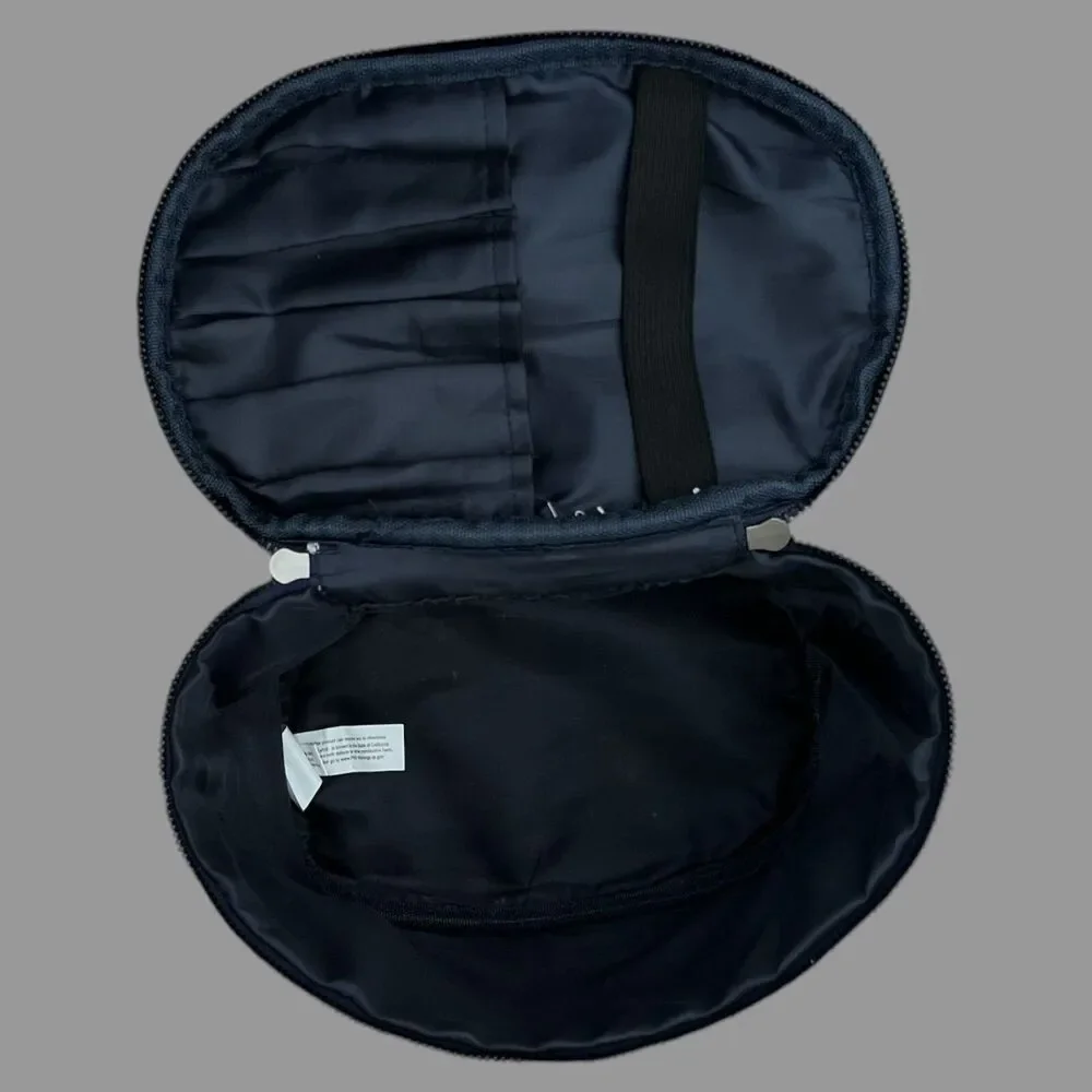 Nicole Miller New York Blue Floral Cosmetic Bag Travel Toiletry Case 9x6x6